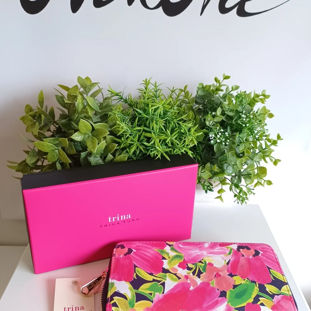 Trina Turk Pink FloraL Multi-Compartment Wallet